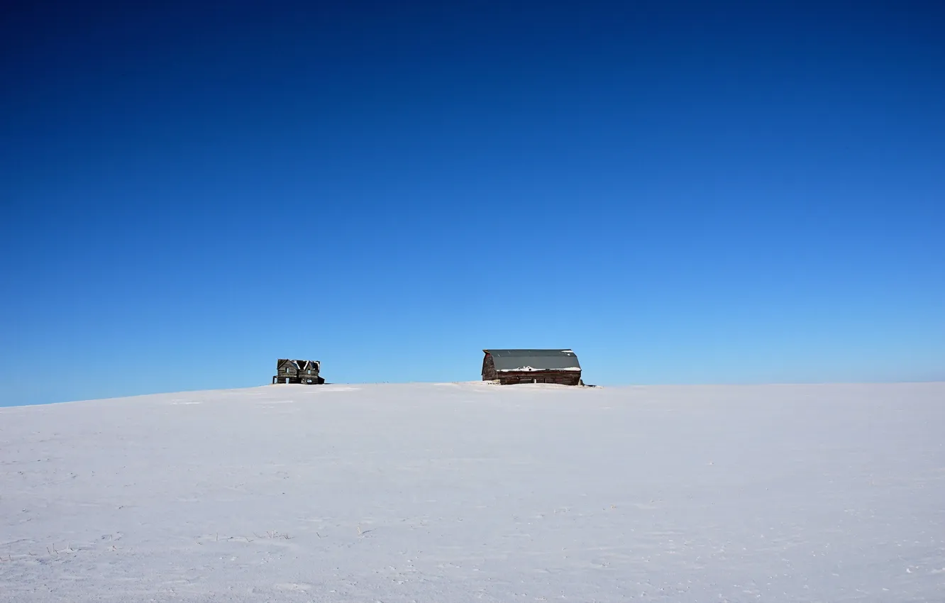 Photo wallpaper winter, field, landscape, home