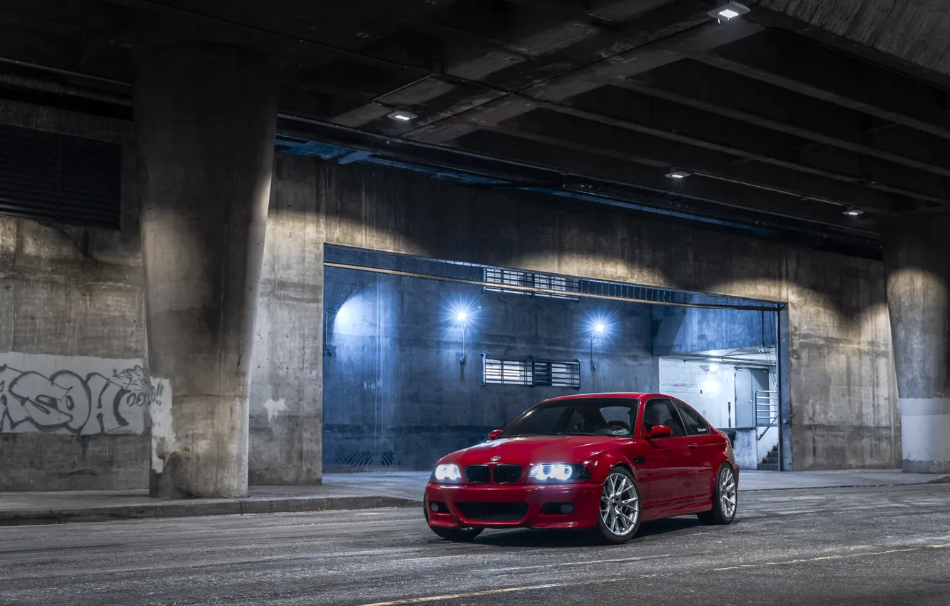 Photo wallpaper BMW, Light, E46, RED, Angel eyes