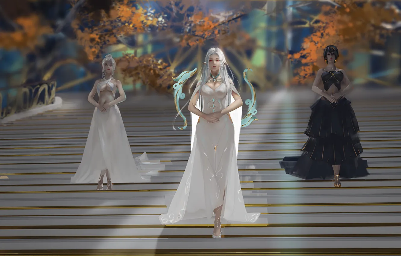 Photo wallpaper girl, fantasy, ladder, elf, by YDIYA