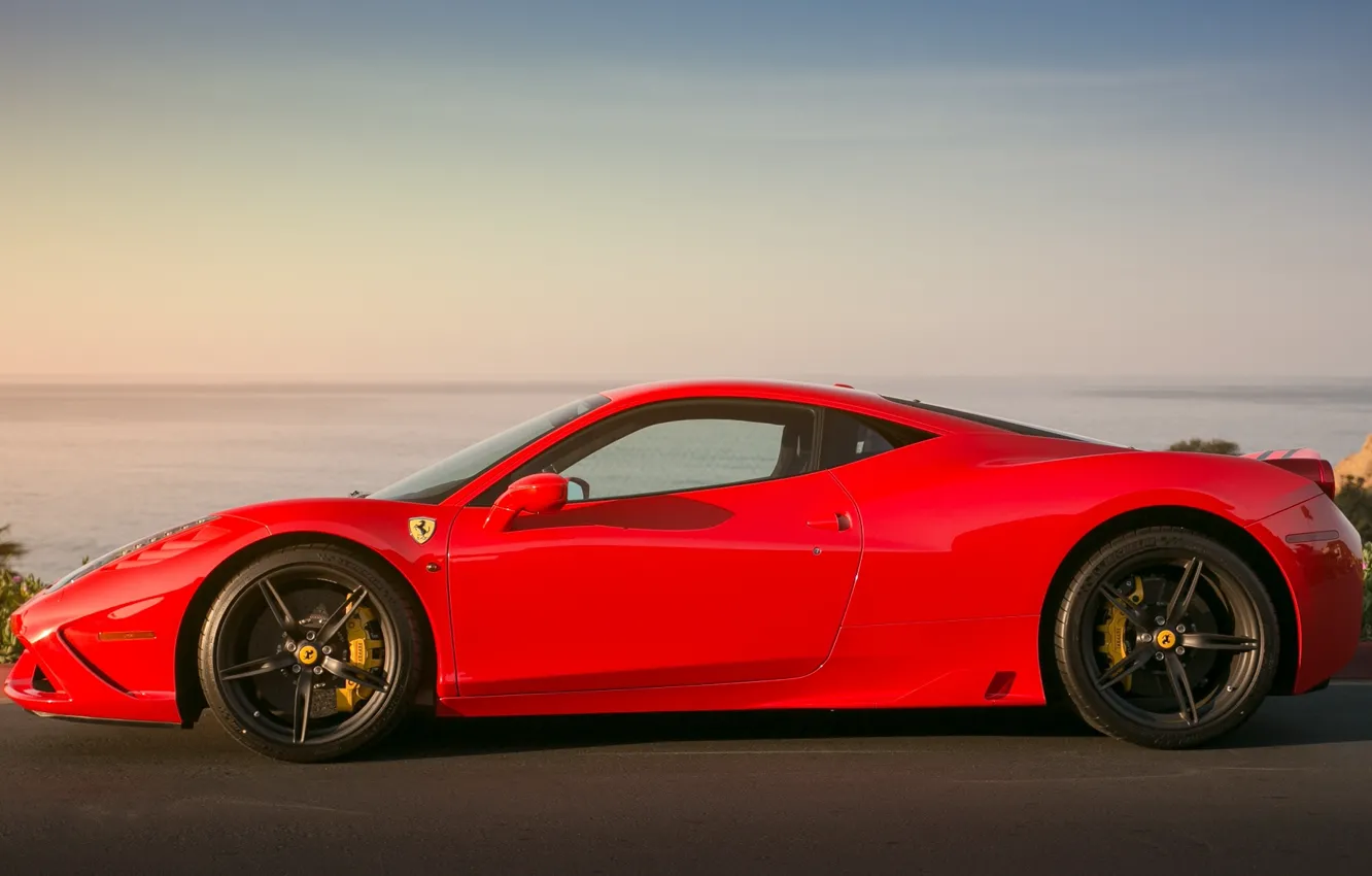 Photo wallpaper red, black, profile, red, ferrari, Ferrari, drives, 458 speciale