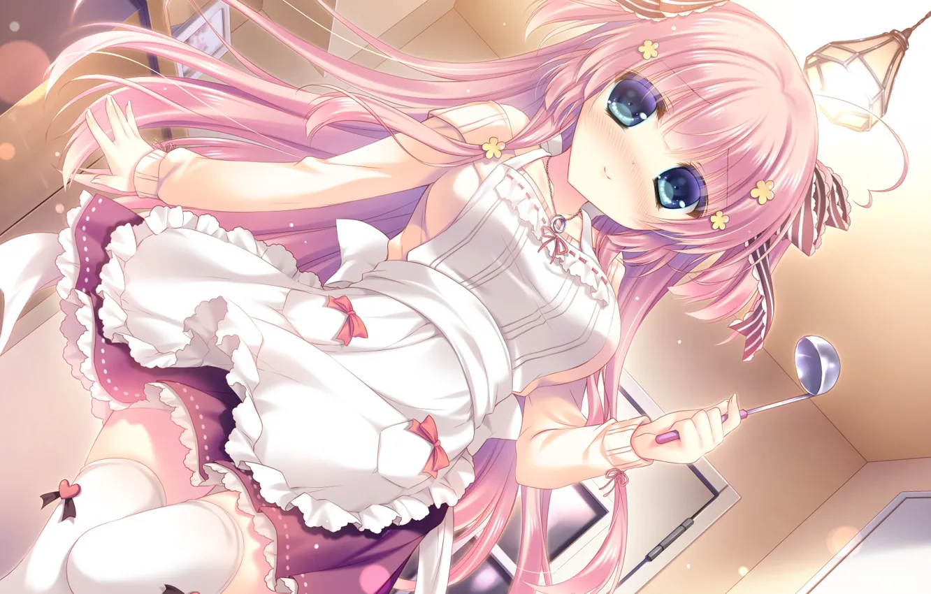Photo wallpaper look, girl, pink, Hakoniwa Logic