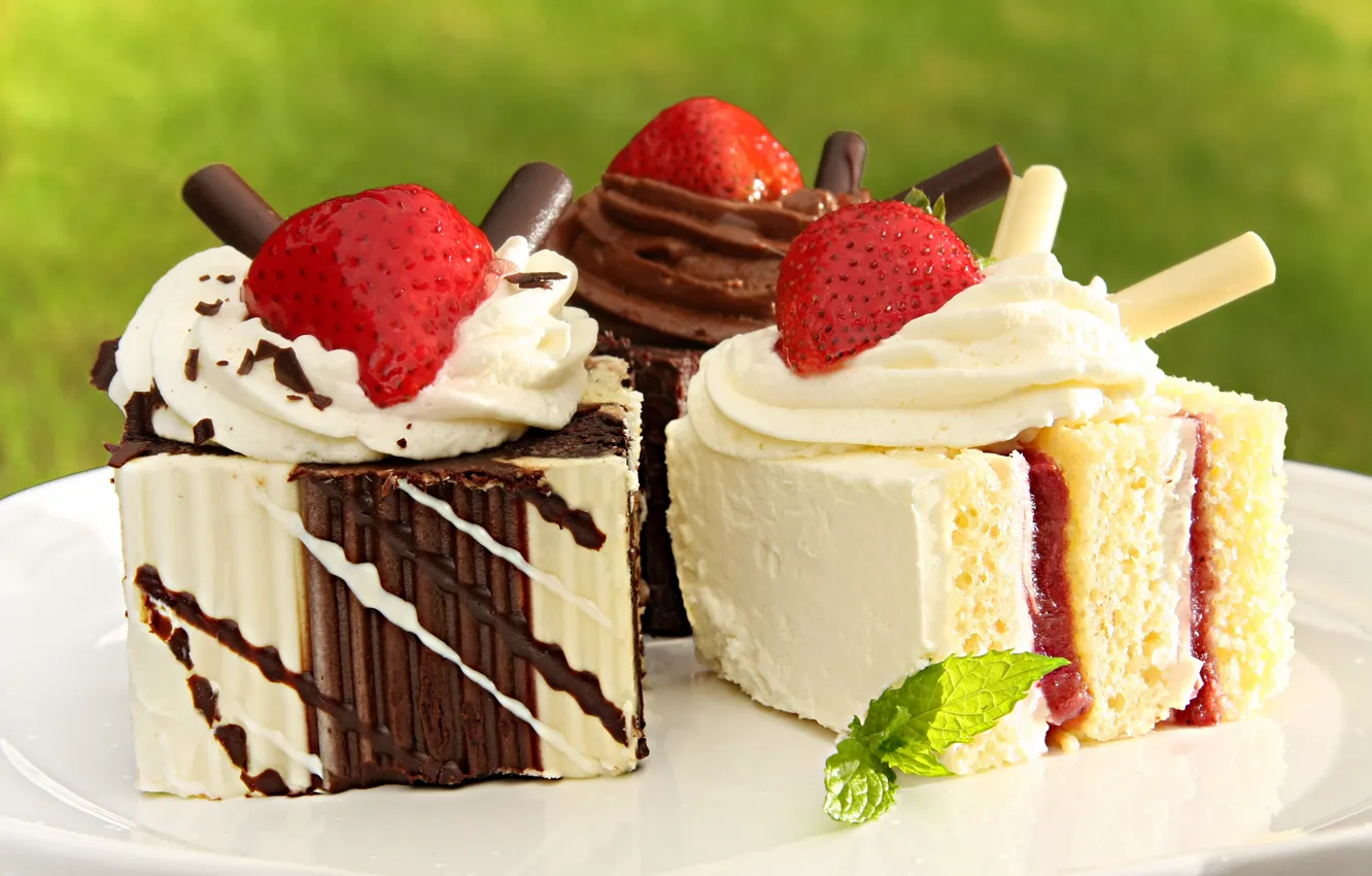 Photo wallpaper food, strawberry, cream, dessert, cakes, jam, sweet, tube