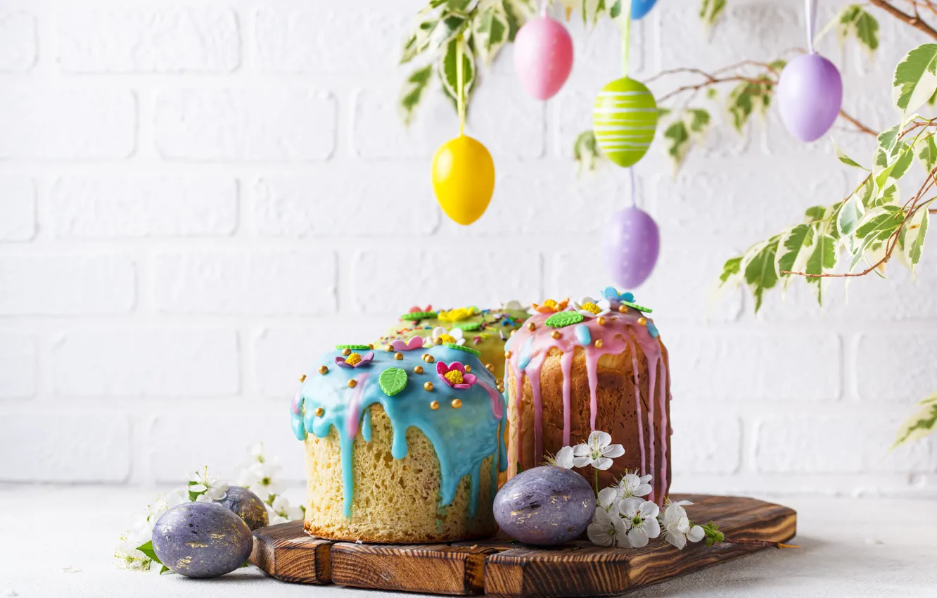 Photo wallpaper holiday, eggs, spring, Easter, cakes