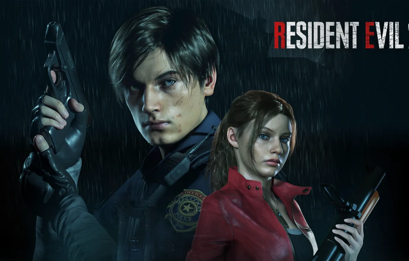 Photo wallpaper girl, weapons, guy, Resident Evil 2 (2019), Resident evil 2