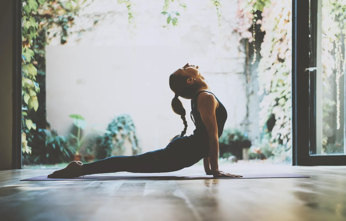 Photo wallpaper floor, pose, workout, yoga
