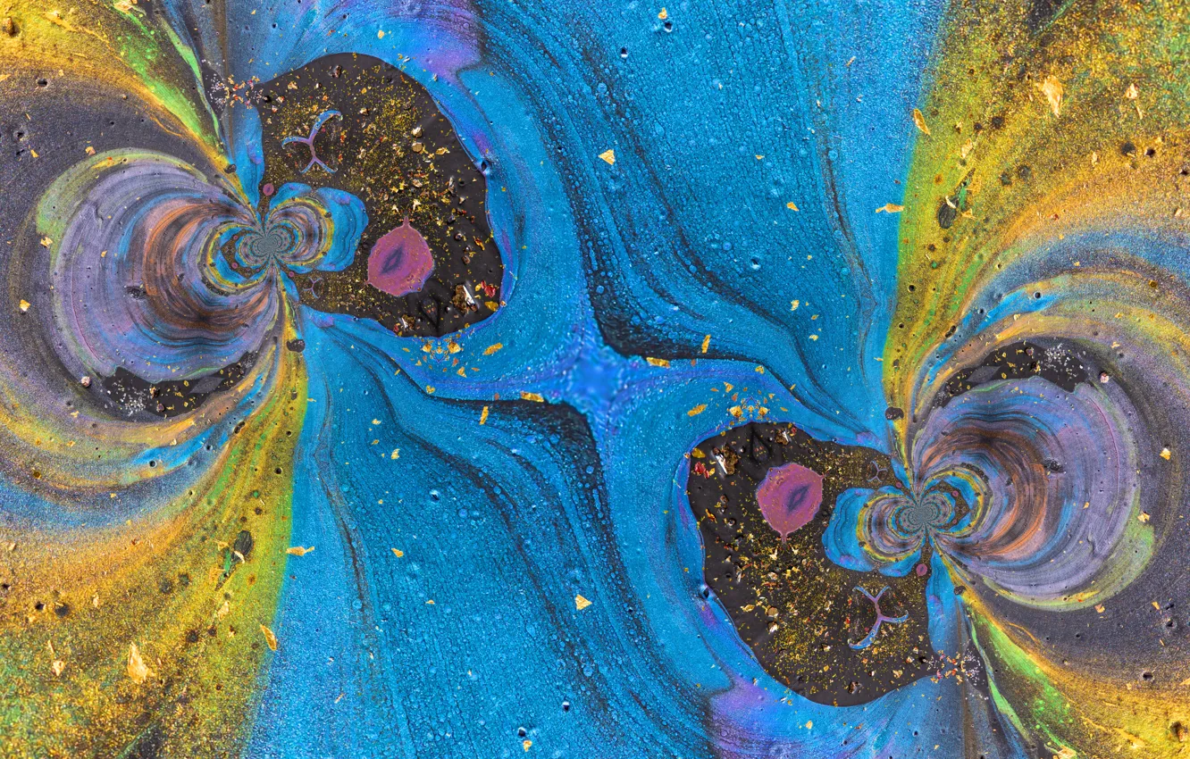 Photo wallpaper line, blue, yellow, abstraction, rendering, background, fractals, color