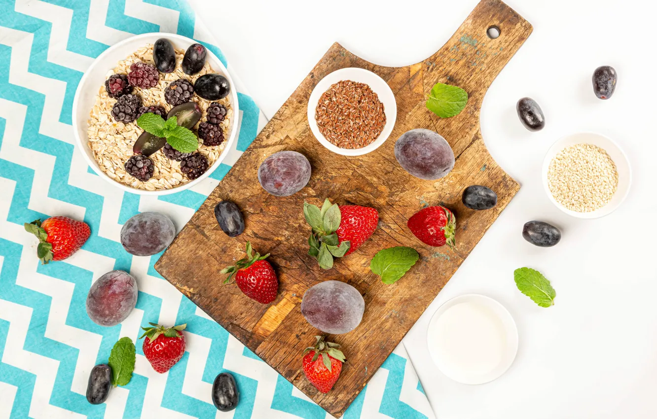 Photo wallpaper berries, strawberry, plum, cereals, olives, BlackBerry, berries, strawberries