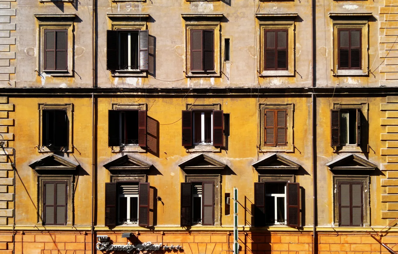 Photo wallpaper Rome, Italy, Windows, The building, Italy, Italia, Roma