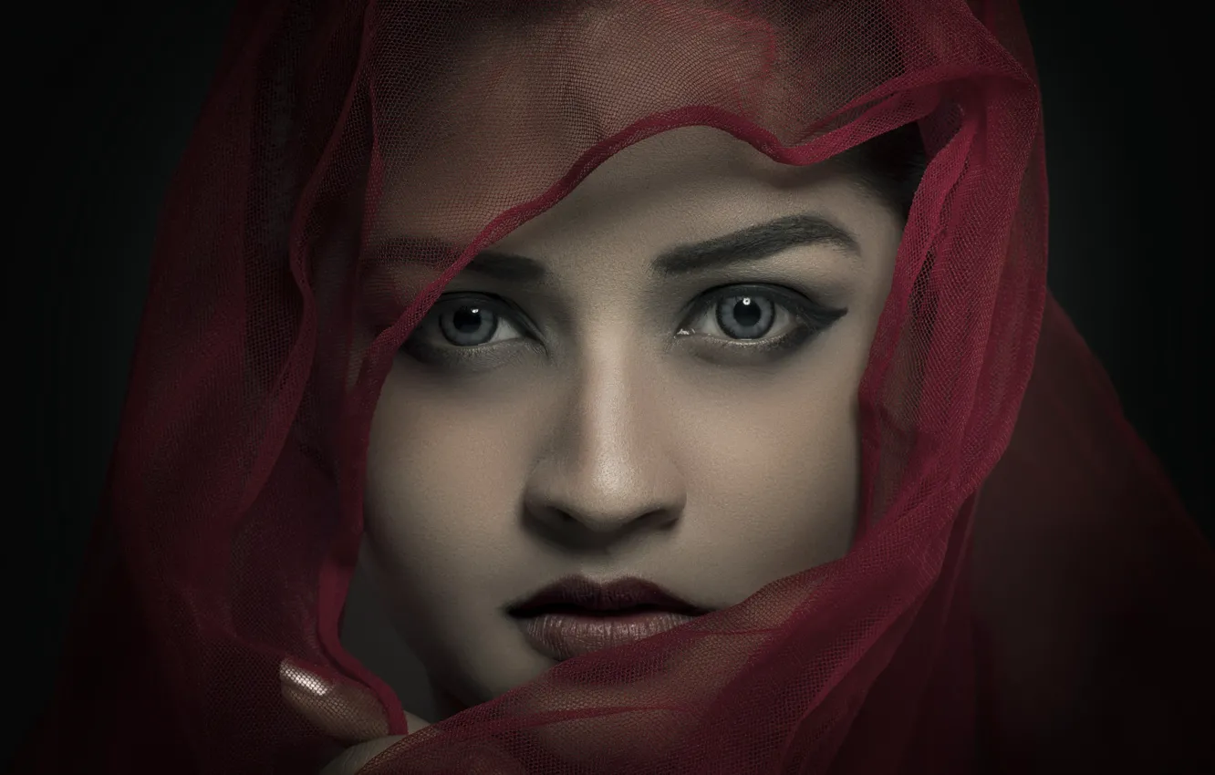 Photo wallpaper eyes, face, portrait, veil, Indian