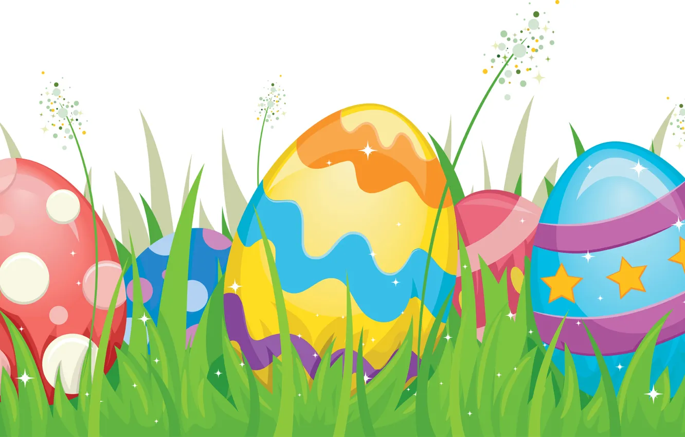 Photo wallpaper grass, eggs, spring, Easter, postcard