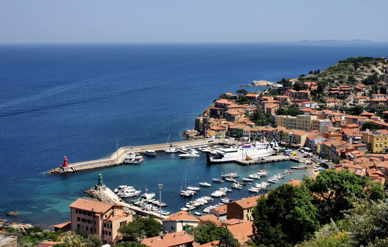 Photo wallpaper sea, home, Italy, panorama, promenade, sea, Italy, panorama