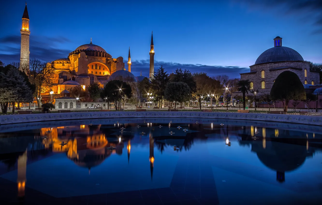 Photo wallpaper light, the city, the evening, Istanbul, Turkey, Turkey, Hagia Sophia, Hagia Sophia