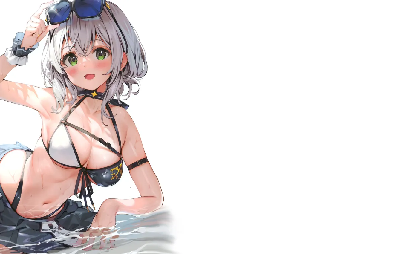 Photo wallpaper kawaii, girl, sexy, wet, boobs, anime, water, short hair