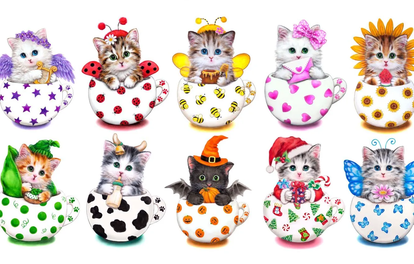 Photo wallpaper figure, art, kitty, children's