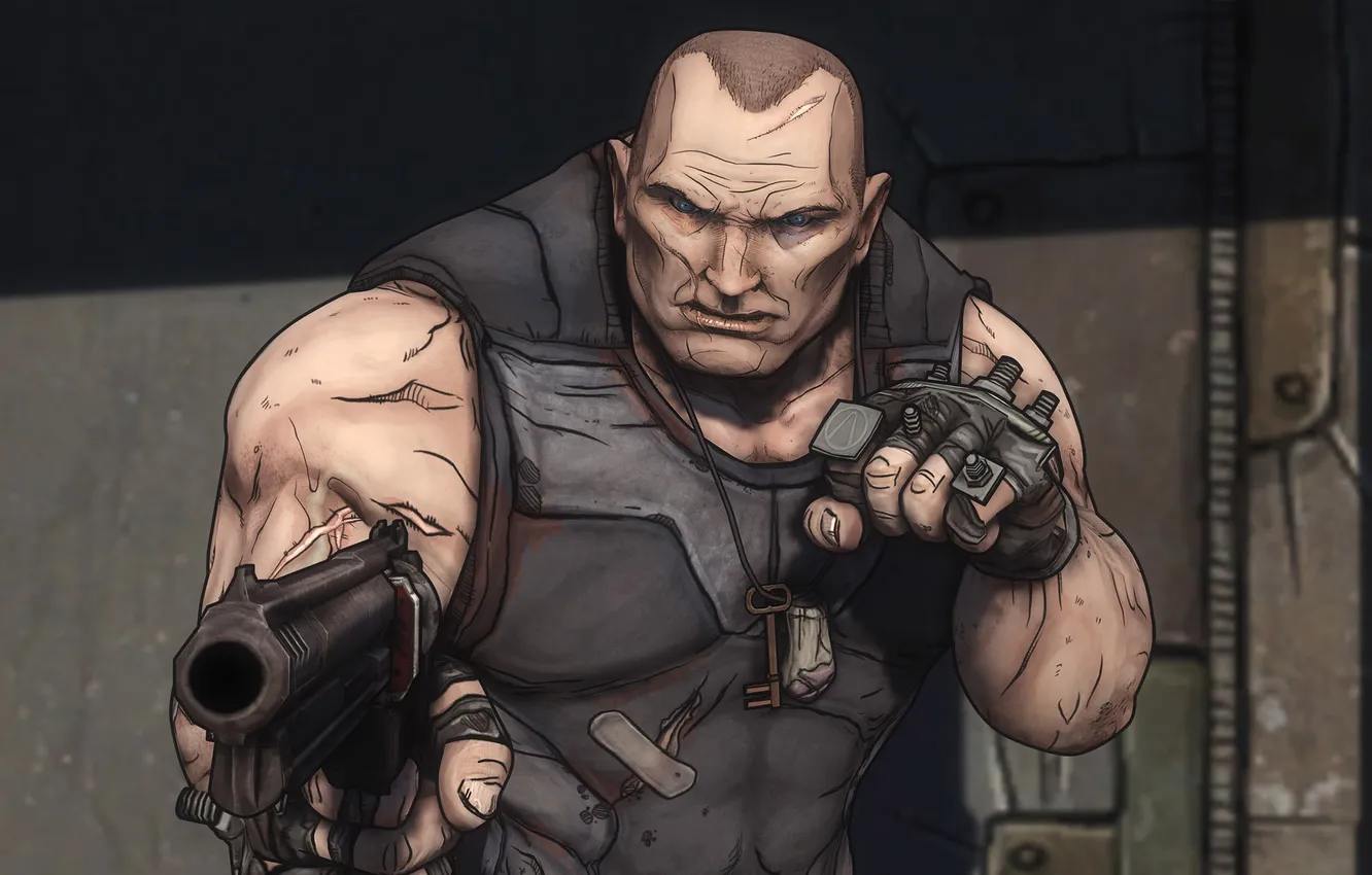 Photo wallpaper revolver, scar, characters, shooter, Borderlands, brick