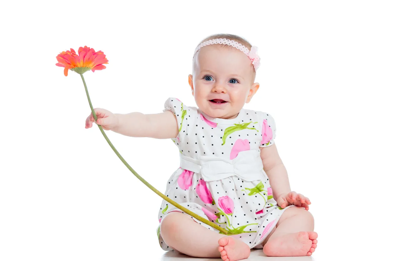 Photo wallpaper flower, child, girl, baby