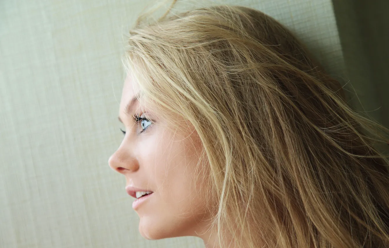 Photo wallpaper girl, smile, pretty, face, hair, blonde, Happy, close up