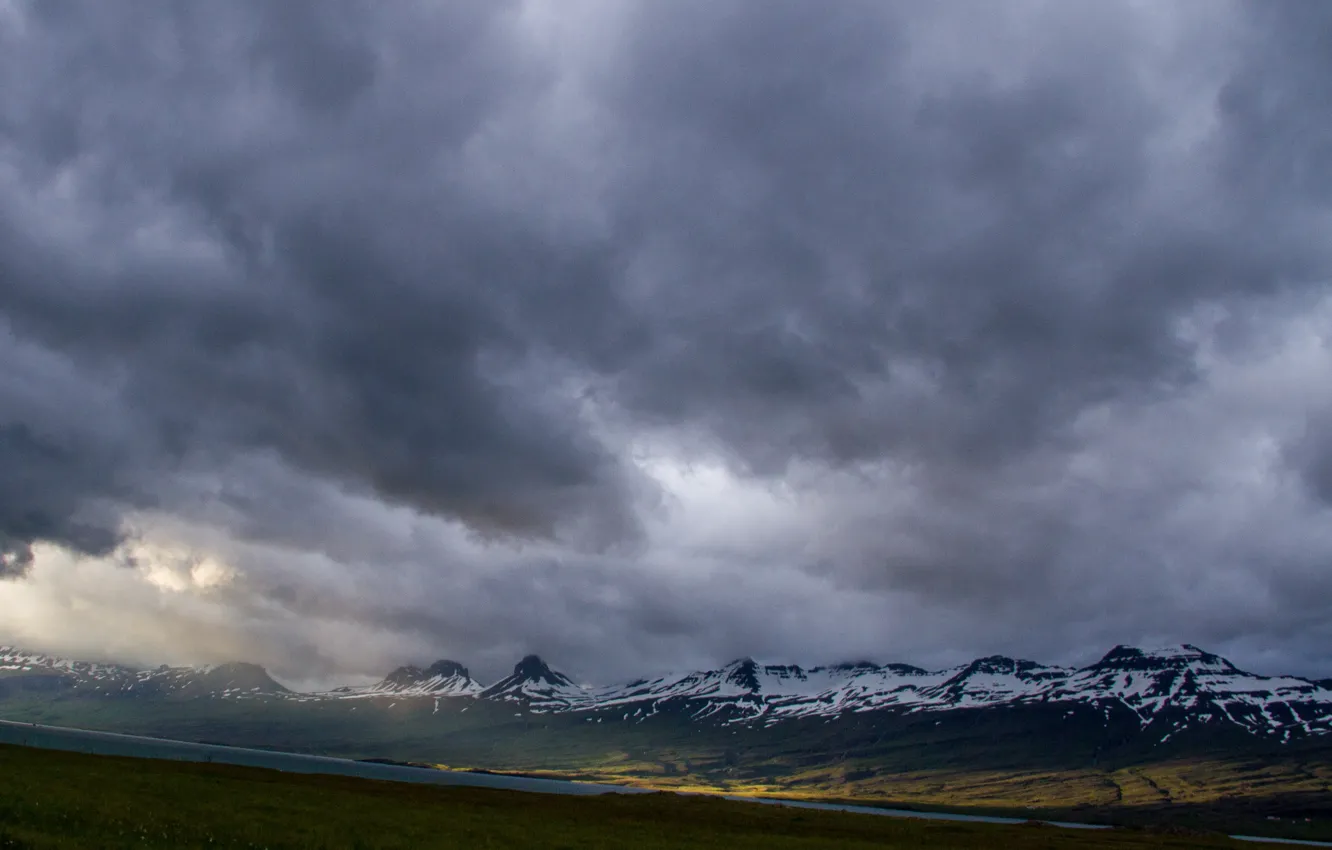 Photo wallpaper the sky, snow, mountains, clouds, nature, rocks, Iceland, Iceland