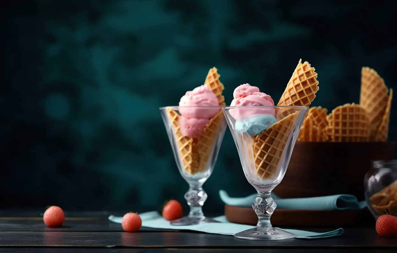 Photo wallpaper ice cream, dessert, ramekin, AI art, neural network