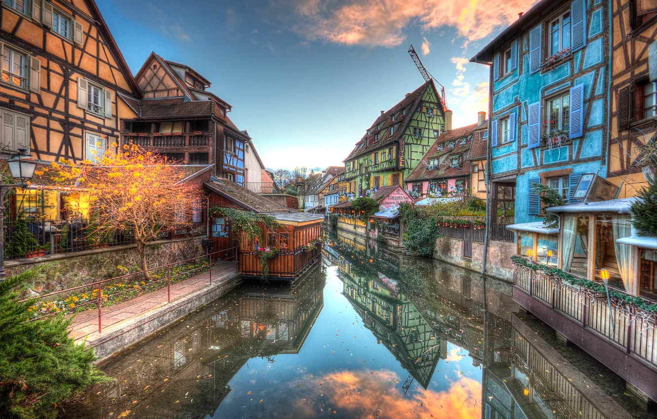 Photo wallpaper France, home, hdr, channel, Colmar