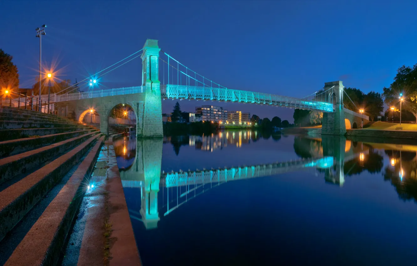 Photo wallpaper bridge, lights, England, home, support, Meadows