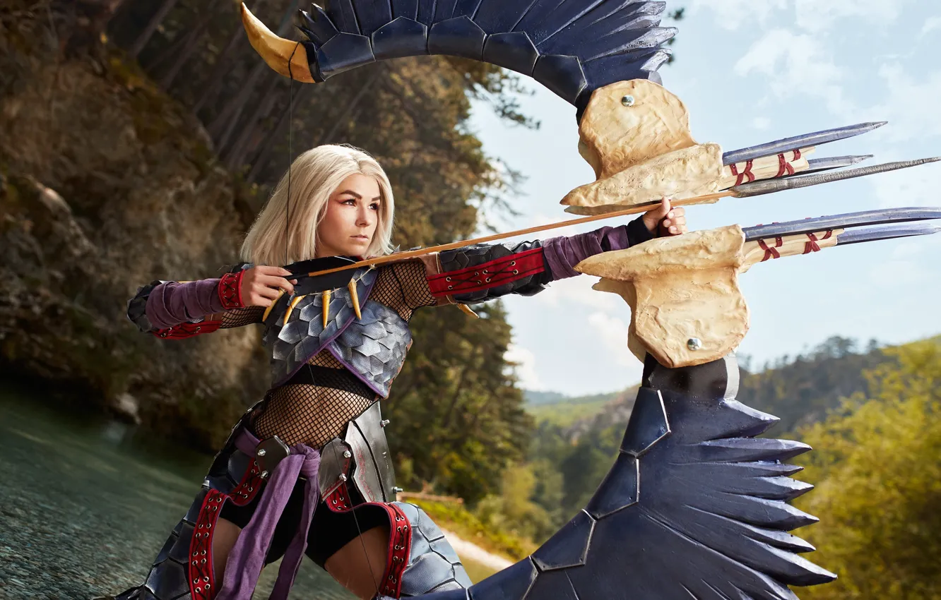 Photo wallpaper cosplay, Monster Hunter, Nargacuga Armor and Bow