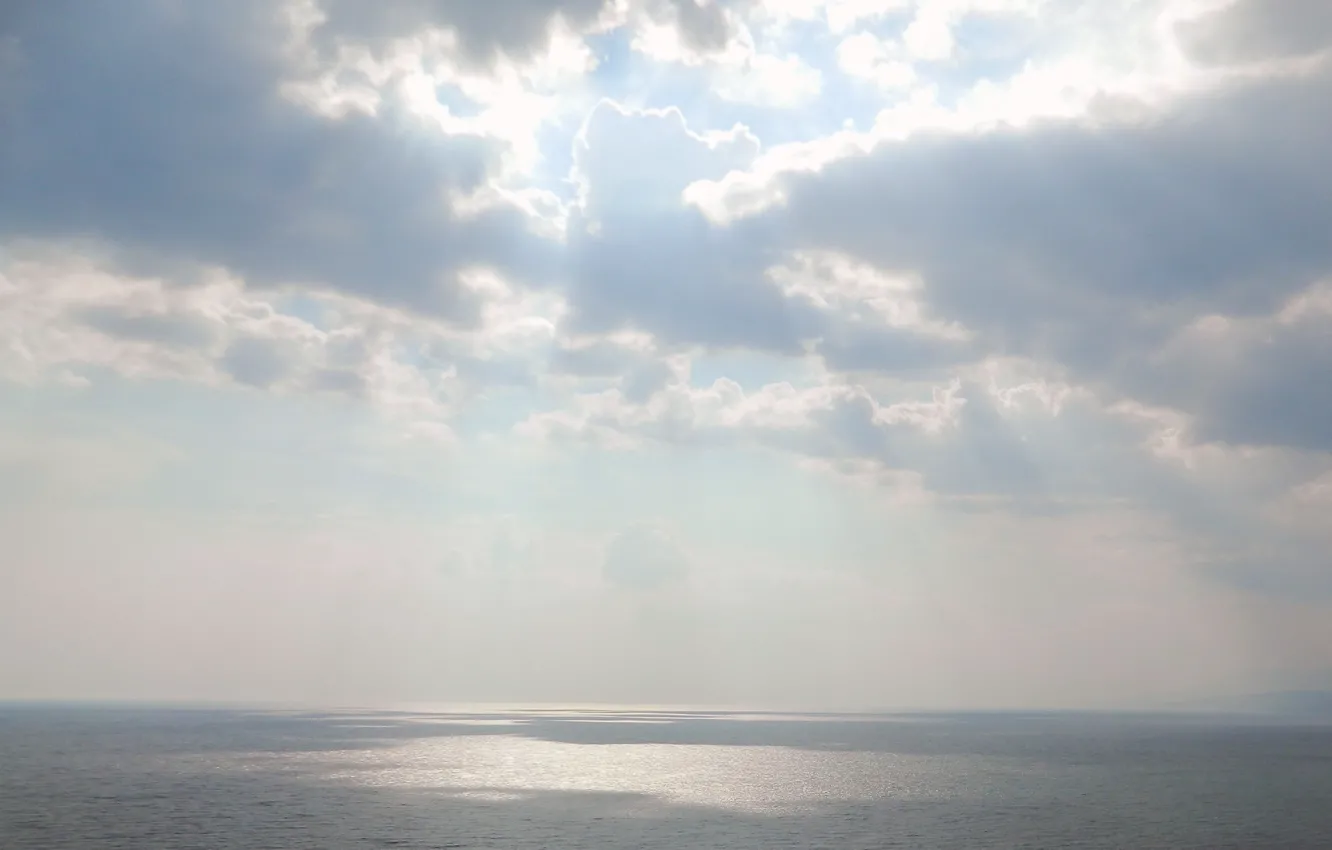 Photo wallpaper sea, the sky, sunlight, the reflection of the sun