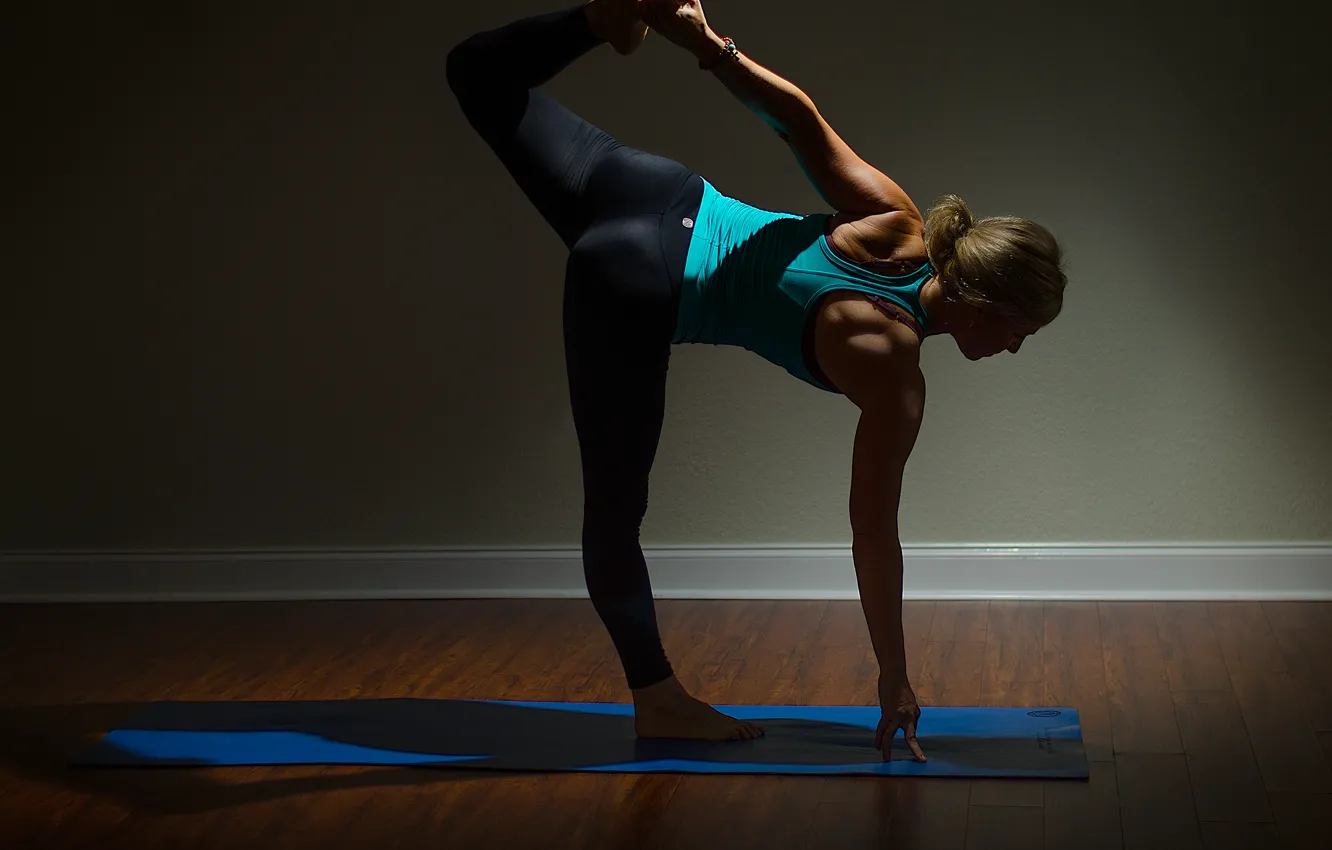 Photo wallpaper woman, stretching, yoga pose