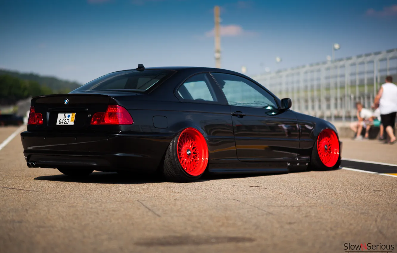 Photo wallpaper BMW, COUPE, TUNING, BBS, stance, RED, BLACK, LOW