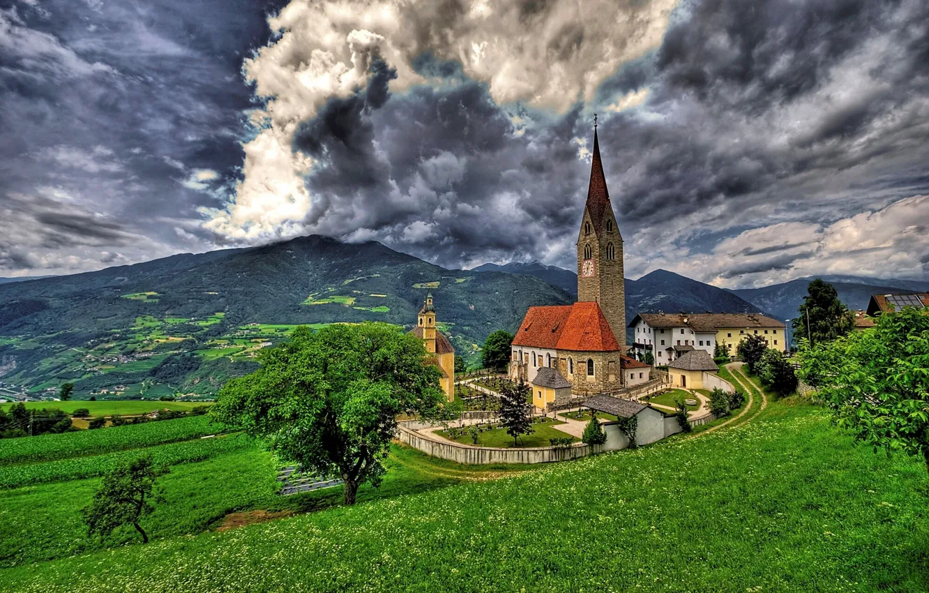 Photo wallpaper trees, mountains, Alps, Italy, panorama, Italy, Alps, Bressanone