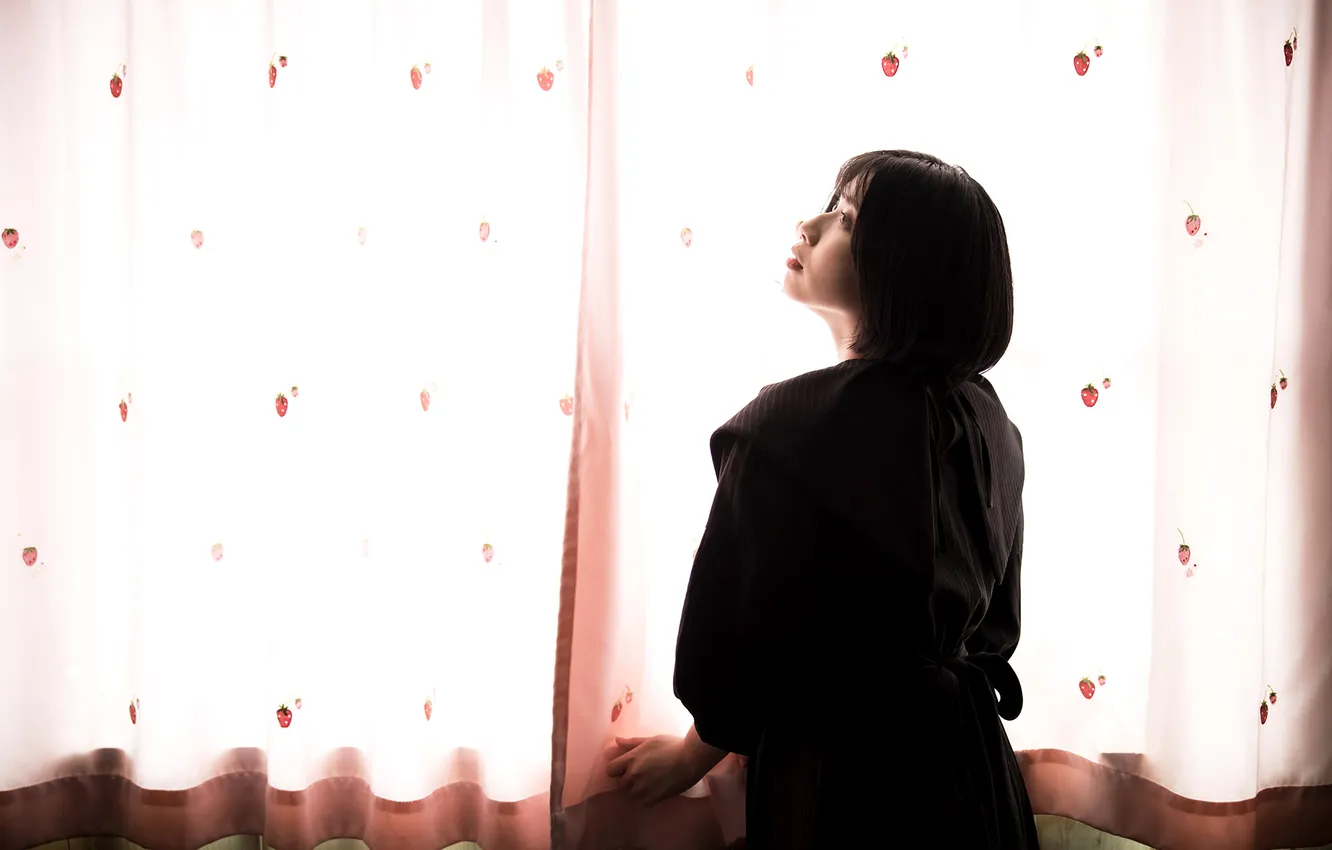 Photo wallpaper woman, beautiful, model, pretty, window, asian, back, japanese