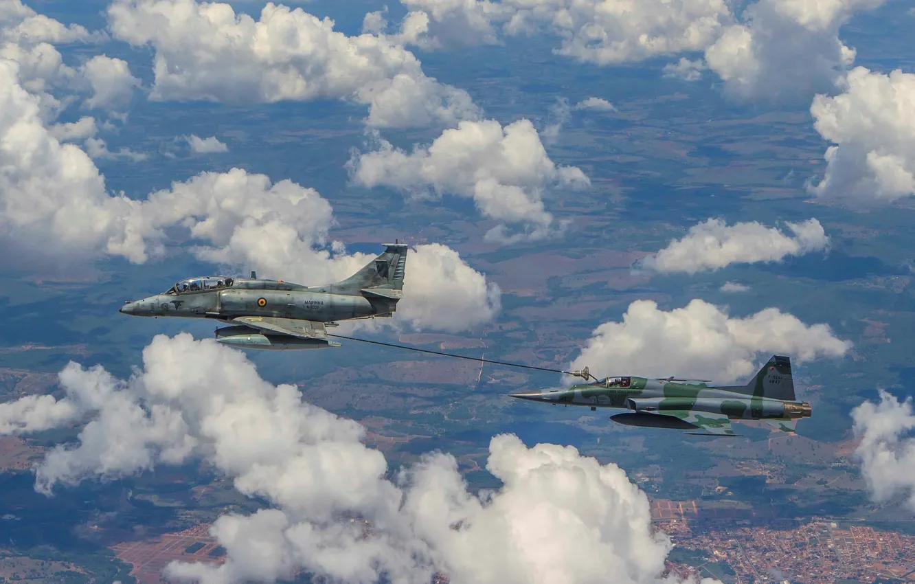 Photo wallpaper sky, cloud, FAB, kumo, AF-1, combat aircraft, Navy of Brazil, Brazilian Air Force