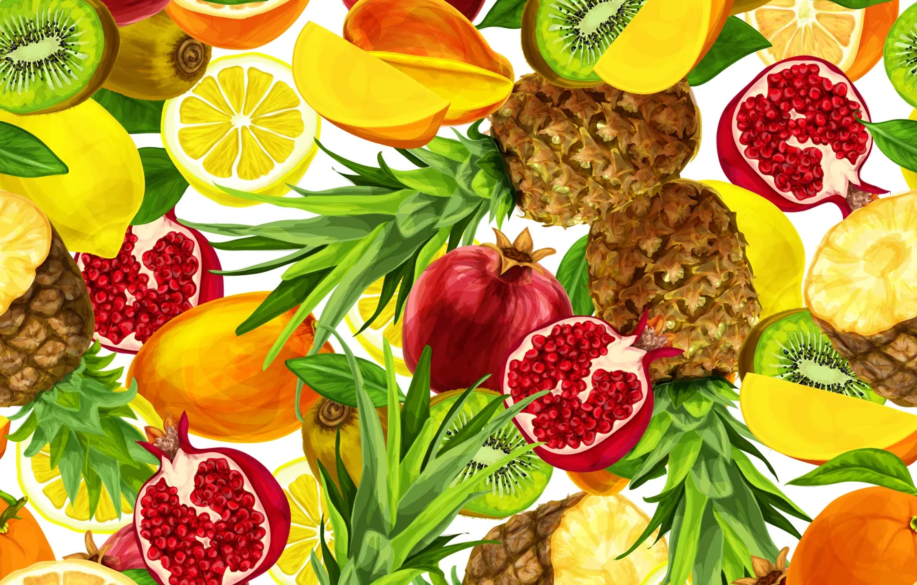 Photo wallpaper background, lemon, texture, kiwi, citrus, fruit, mango, pineapple