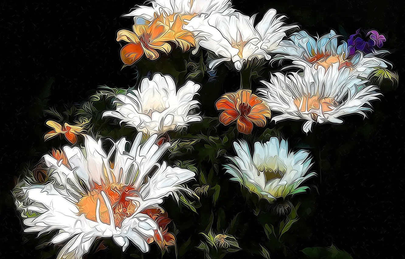 Photo wallpaper nature, rendering, bouquet, petals