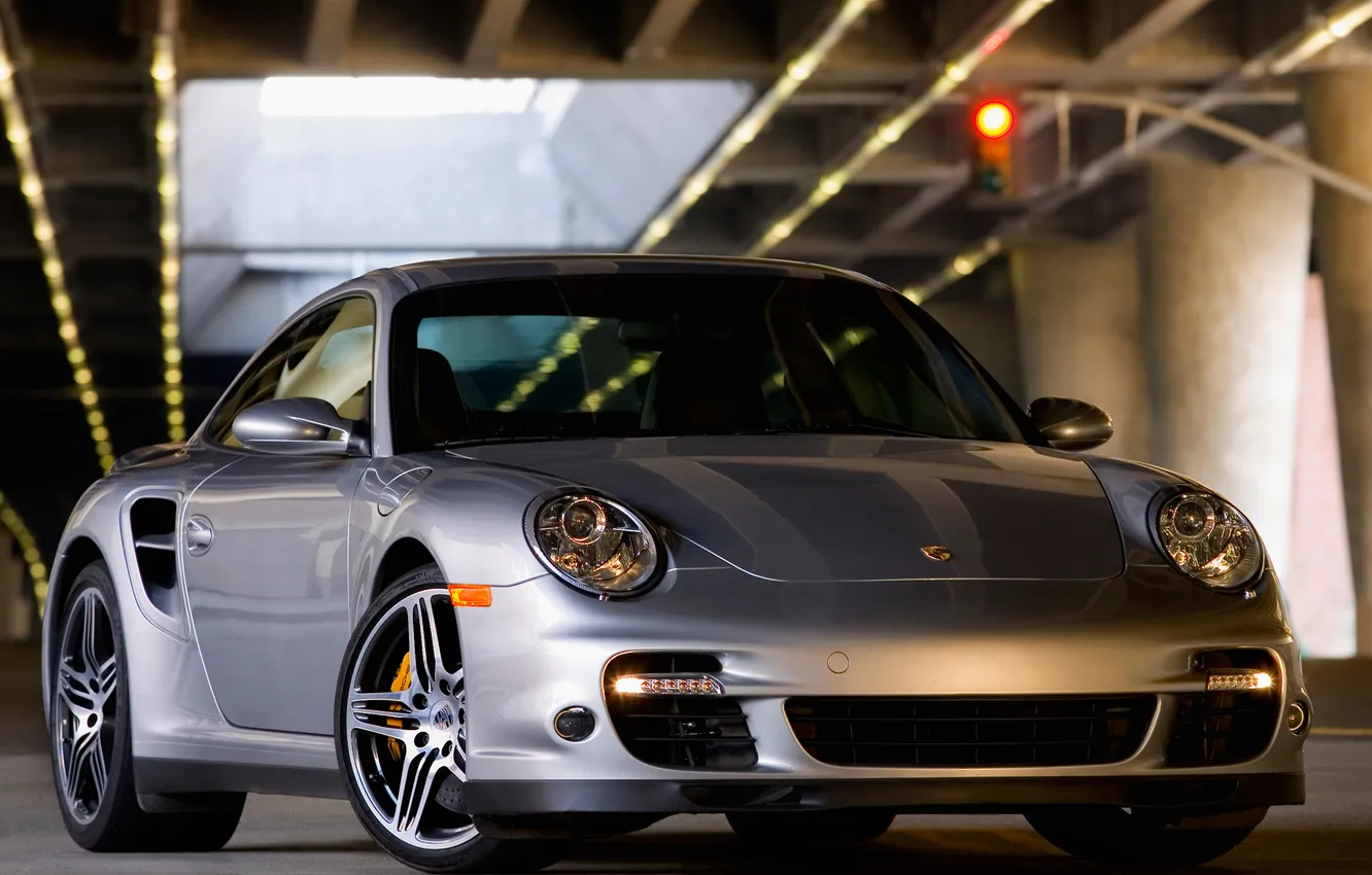 Photo wallpaper machine, lights, 911, Porsche, Coupe, the front, Turbo