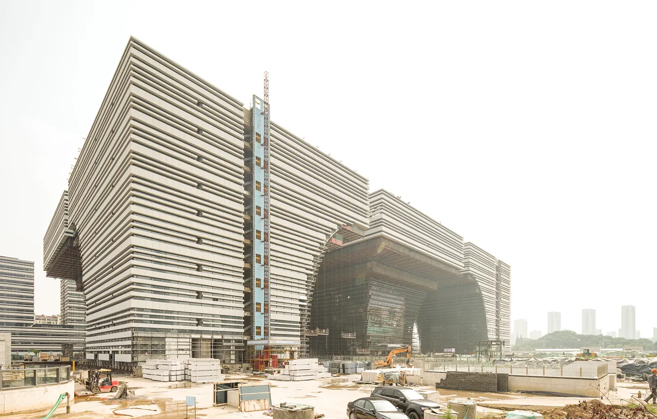 Photo wallpaper construction, architecture, construction, Playground, Changzhou Culture Center Under Construction