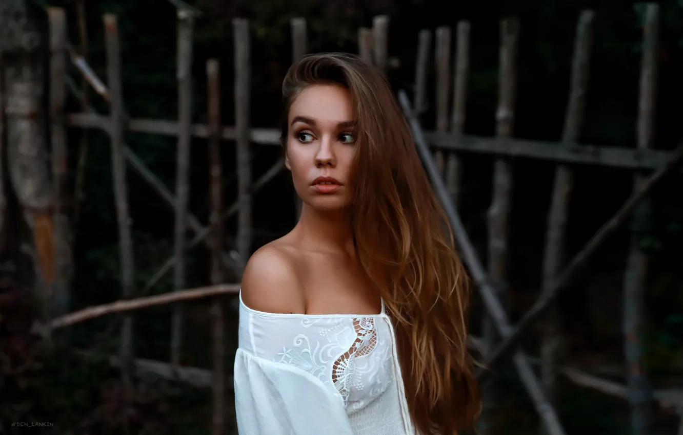 Photo wallpaper girl, face, shoulders, long hair, Christina, Denis Lankin