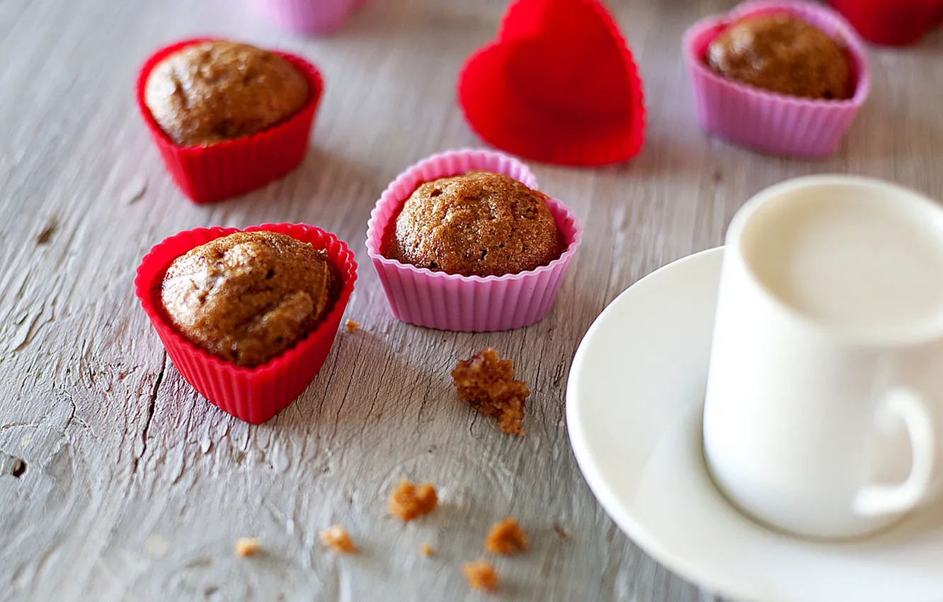 Photo wallpaper love, heart, food, milk, Cup, love, cake, cake