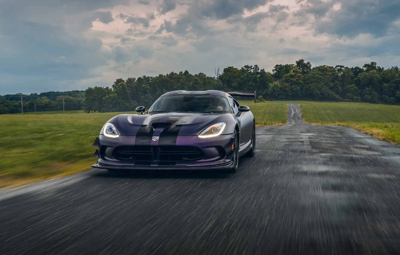 Photo wallpaper Dodge, Viper, road, field