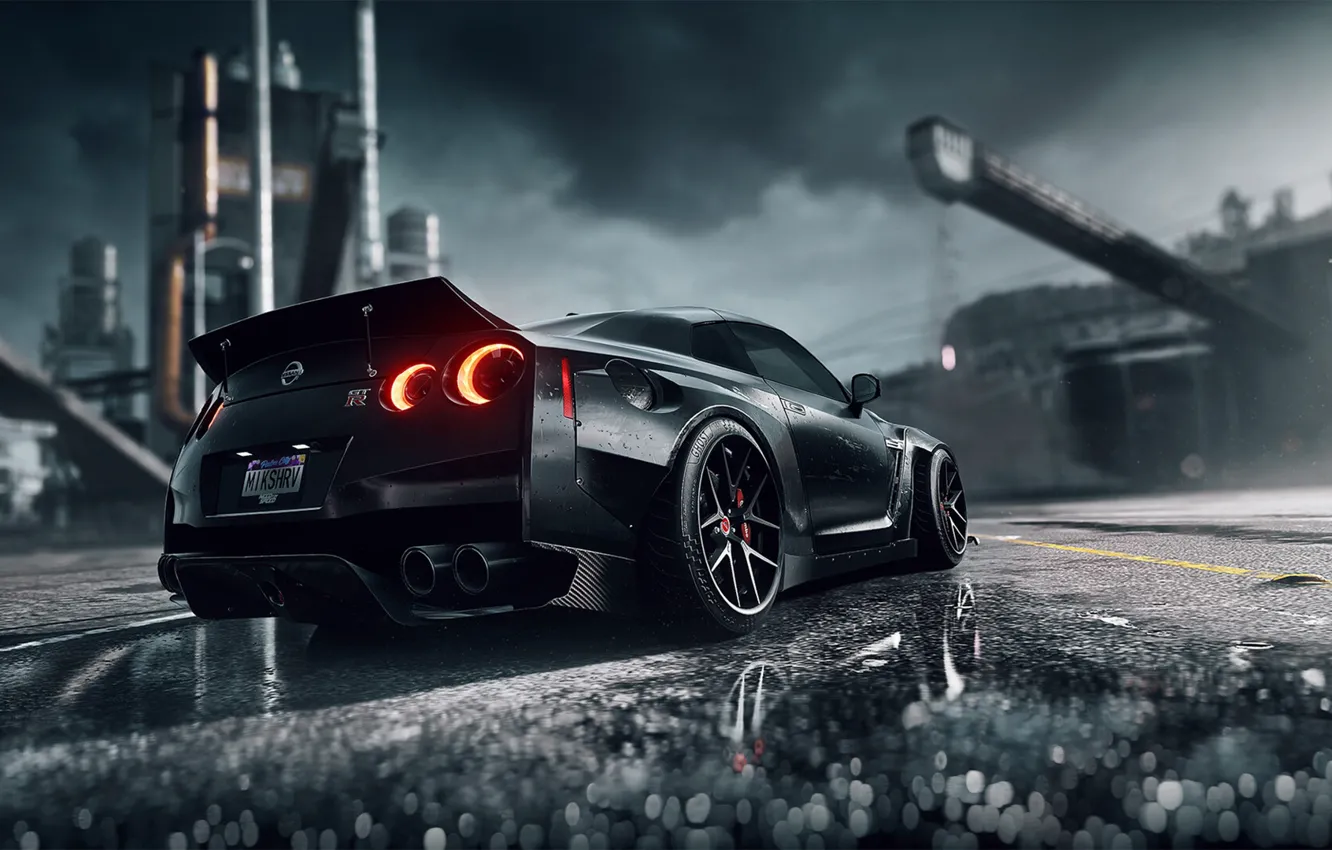 Photo wallpaper machine, auto, black, Nissan, sports car, game, black color, Need for Speed