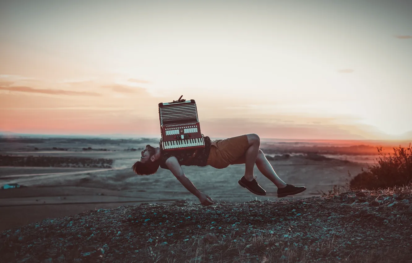 Photo wallpaper the sky, mood, shore, the situation, horizon, keys, male, accordion