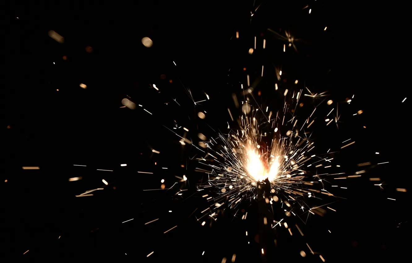 Photo wallpaper yellow, black, new year, cool, beauty, gold, sparklers, fireworks