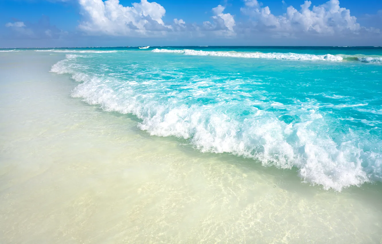 Photo wallpaper sand, sea, wave, beach, summer, the sky, shore, waves