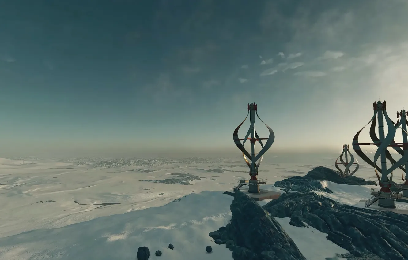 Photo wallpaper game, desert, Starfield, wind power