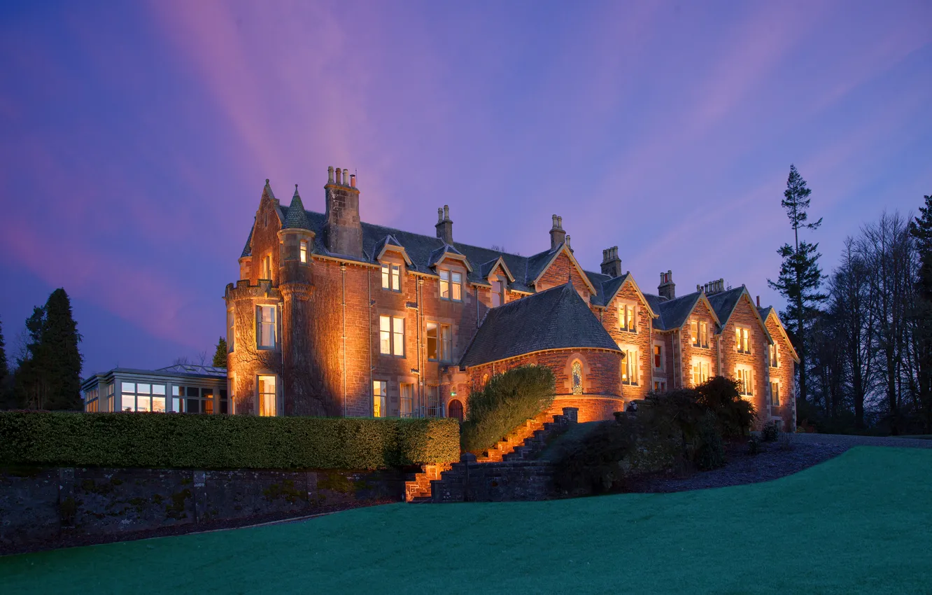 Photo wallpaper castle, the evening, Scotland, Scotland, England, Dunblane