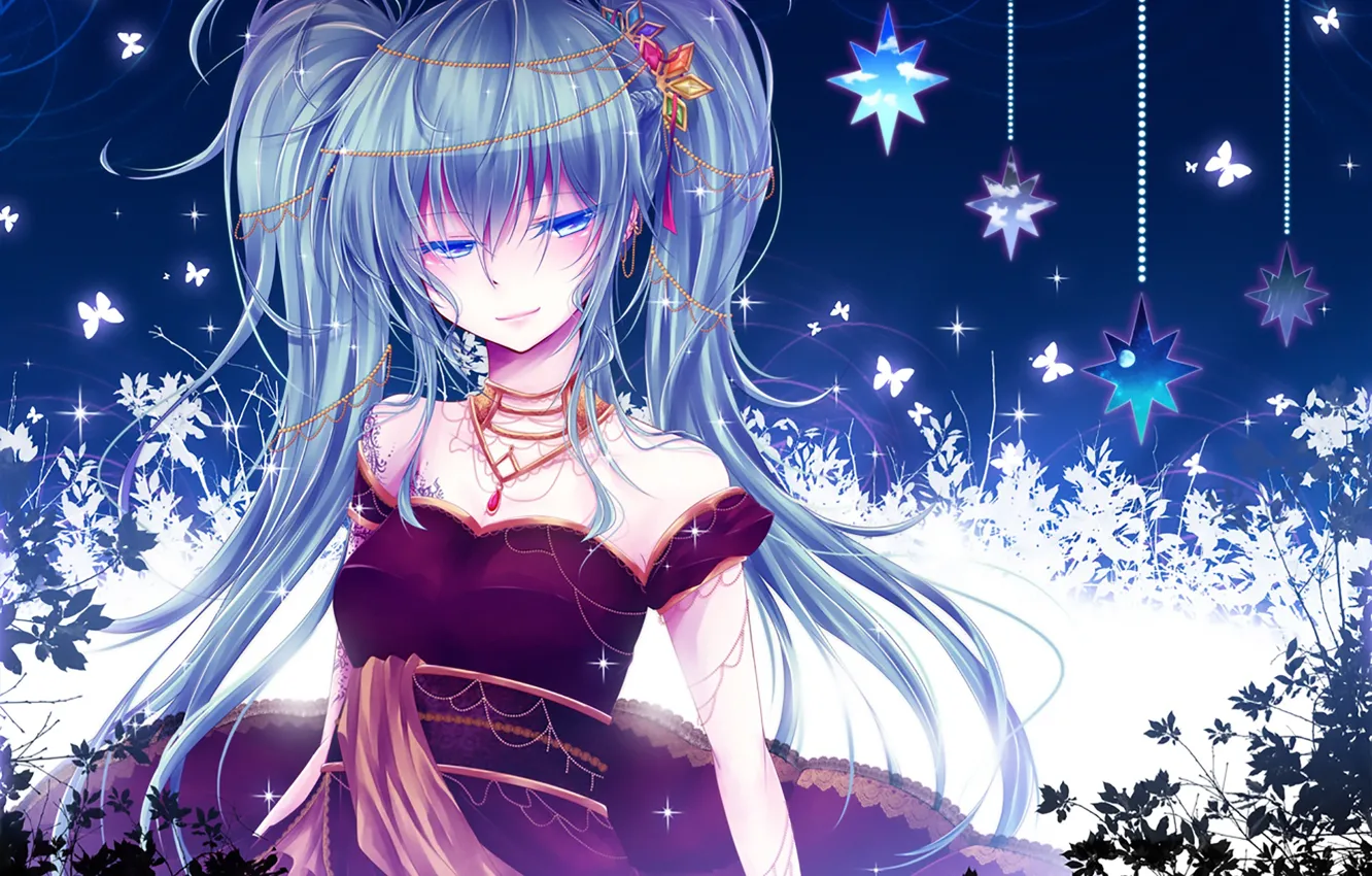 Photo wallpaper look, girl, anime, Vocaloid, Hatsune Miku