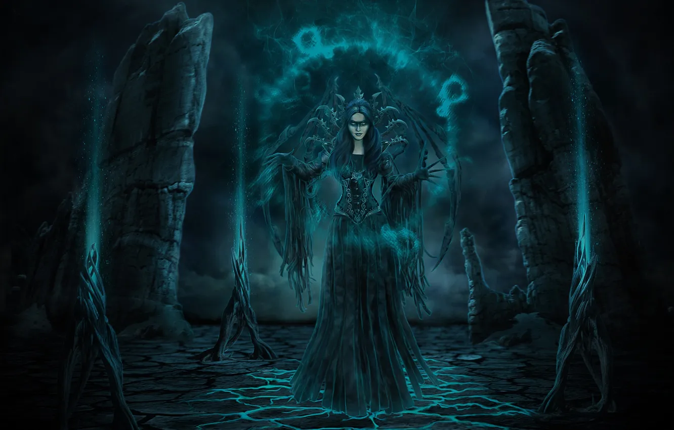 Photo wallpaper circles, cracked, magic, witch, gloomy