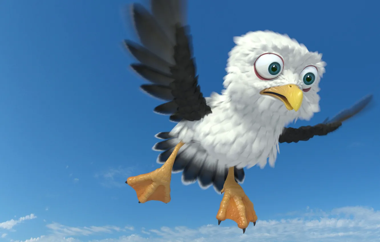 Photo wallpaper flight, art, bird, bird, children's, Egor Ilyin, Gull cartoon