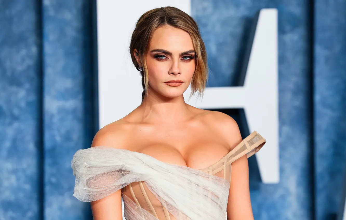 Photo wallpaper hair, actress, Cara Delevingne, neckline, pose, model, actress, Cara Delevingne