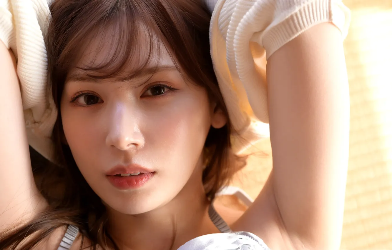 Photo wallpaper woman, model, pretty, bed, japanese, close up, Close Shot, Minka